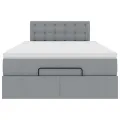 Lit ottoman avec matelas gris clair 120x190 cm tissu