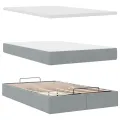 Lit ottoman avec matelas gris clair 120x190 cm tissu