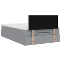 Lit ottoman avec matelas gris clair 120x190 cm tissu