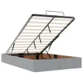 Lit ottoman avec matelas gris clair 120x190 cm tissu