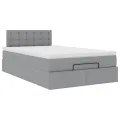 Cadre de lit ottoman avec matelas gris clair 120x190 cm tissu