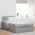 Cadre de lit ottoman avec matelas gris clair 120x190 cm tissu