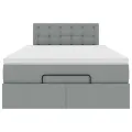 Cadre de lit ottoman avec matelas gris clair 120x190 cm tissu