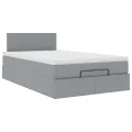 Cadre de lit ottoman avec matelas gris clair 120x190 cm tissu