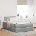 Cadre de lit ottoman avec matelas gris clair 120x190 cm tissu