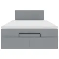 Cadre de lit ottoman avec matelas gris clair 120x190 cm tissu
