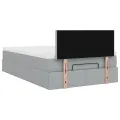 Cadre de lit ottoman avec matelas gris clair 120x190 cm tissu