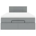 Cadre de lit ottoman avec matelas gris clair 120x190 cm tissu