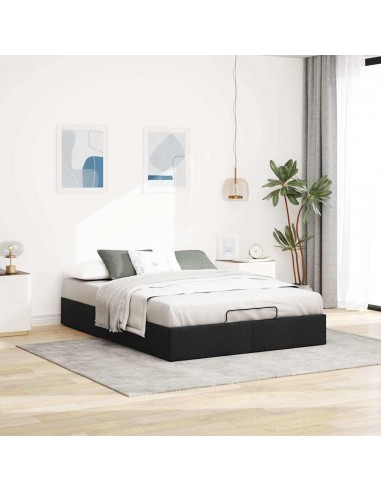 Cadre de lit ottoman sans matelas noir 140x200 cm tissu