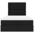 Cadre de lit ottoman avec matelas noir 120x190 cm tissu