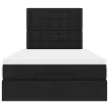 Cadre de lit ottoman avec matelas noir 120x190 cm tissu