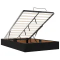 Cadre de lit ottoman avec matelas noir 120x190 cm tissu