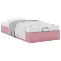 Cadre de lit ottoman sans matelas rose 100x200 cm velours
