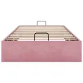 Cadre de lit ottoman sans matelas rose 100x200 cm velours