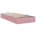 Cadre de lit ottoman sans matelas rose 100x200 cm velours