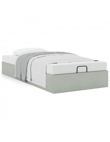 Cadre de lit ottoman sans matelas gris clair 100x200 cm velours