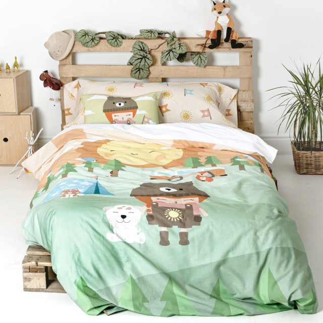 Parure de couette HappyFriday Happynois Camping Multicouleur Lit 1 per