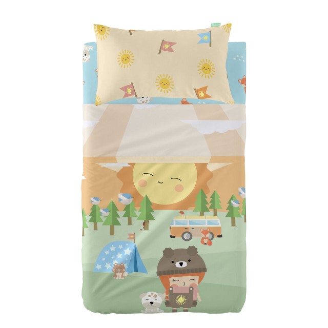 Jeu de draps HappyFriday Happynois Camping Multicouleur Lit de bébé