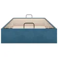 Cadre de lit ottoman sans matelas bleu foncé 90x200 cm velours
