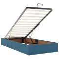 Cadre de lit ottoman sans matelas bleu foncé 90x200 cm velours