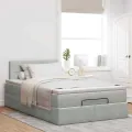 Cadre de lit ottoman avec matelas gris clair 120x190 cm velours