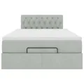 Cadre de lit ottoman avec matelas gris clair 120x190 cm velours