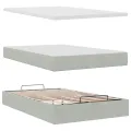 Cadre de lit ottoman avec matelas gris clair 120x190 cm velours