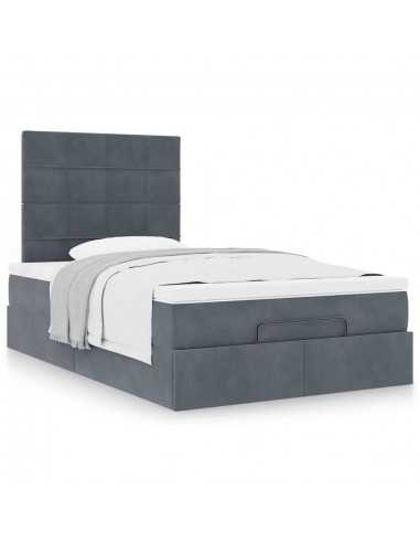 Cadre de lit ottoman avec matelas gris foncé 120x190 cm velours