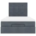Cadre de lit ottoman avec matelas gris foncé 120x190 cm velours