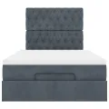 Cadre de lit ottoman avec matelas gris foncé 120x190 cm velours