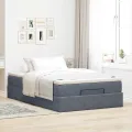 Cadre de lit ottoman avec matelas gris foncé 120x190 cm velours