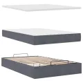 Cadre de lit ottoman avec matelas gris foncé 120x190 cm velours