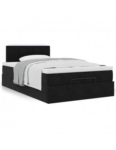 Cadre de lit ottoman avec matelas noir 120x190 cm velours