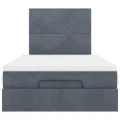 Cadre de lit ottoman avec matelas gris foncé 120x190 cm velours