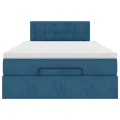Cadre de lit ottoman avec matelas bleu foncé 120x190 cm velours
