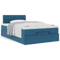 Cadre de lit ottoman avec matelas bleu foncé 120x190 cm velours