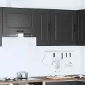 Armoire murale de cuisine Kalmar noir bois d'ingénierie