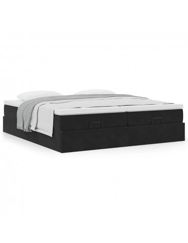  Cadre de lit ottoman avec matelas noir 160x200 cm velours