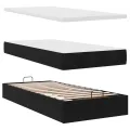  Cadre de lit ottoman avec matelas noir 160x200 cm velours