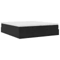  Cadre de lit ottoman avec matelas noir 160x200 cm velours