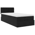 Cadre de lit ottoman avec matelas noir 80x200 cm velours