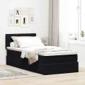 Cadre de lit ottoman avec matelas noir 80x200 cm velours