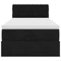 Cadre de lit ottoman avec matelas noir 80x200 cm velours