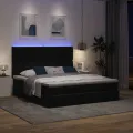  Cadre de lit ottoman avec matelas noir 160x200 cm velours