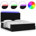  Cadre de lit ottoman avec matelas noir 160x200 cm velours