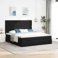  Cadre de lit ottoman avec matelas noir 160x200 cm velours