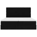  Cadre de lit ottoman avec matelas noir 160x200 cm velours