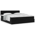 Cadre de lit ottoman avec matelas noir 160x200 cm velours