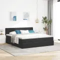 Cadre de lit ottoman avec matelas noir 160x200 cm velours