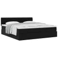  Cadre de lit ottoman avec matelas noir 160x200 cm velours